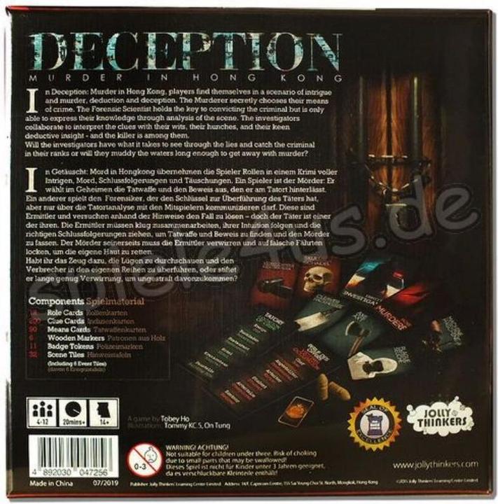 Actual product image JT001 - Deception: Murder in Hong Kong, Board Game, for 4 -12 Players, from 14 Years (German)