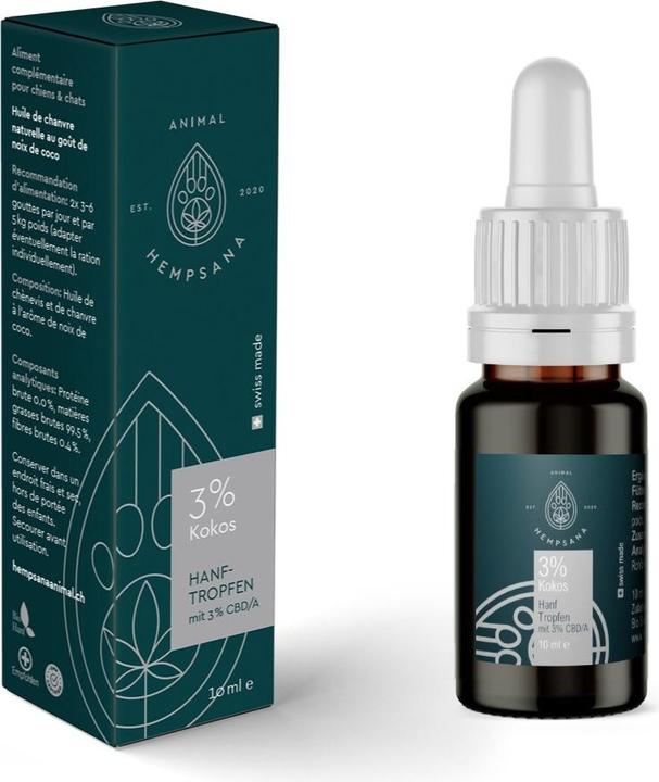 Produktbild Natura Punto Tier-CBD-Öl 3%, Schweizer Anbau, laborgeprüft und zertifiziert, Kokos (Junior, Senior, Adult, 10 Stk., 47 g)