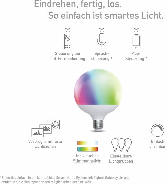 Immagine prodotto Müller Licht Lampada LED a globo dimmerabile G120 E27/15W(100W) 1520 lm 1800- 6500 K bianco caldo- bianco luce (E27, 15 W, 1520 lm, 1 x, F)