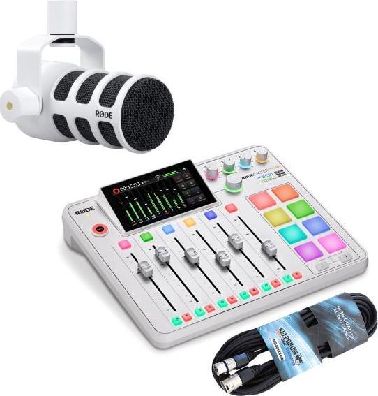 Actual product image RØDE Rodecaster Pro II White with Podmic White and cable