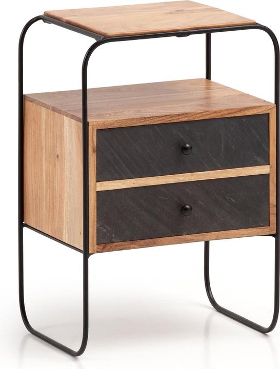 Actual product image FineBuy Bedside console FB55691 Acacia solid wood brown (40 x 60 x 30 cm)