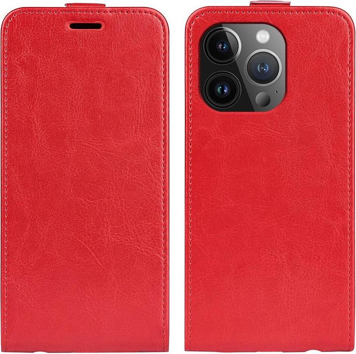 Actual product image Cover-Discount iPhone 15 Pro Max - Classic Flip Case Vertical Red (Apple iPhone 15 Pro Max)