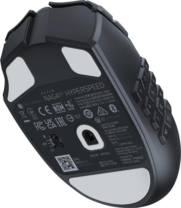 Actual product image Razer Naga V2 HyperSpeed for gaming, 2.4 GHz, Bluetooth, Wireless, Black (Wireless)