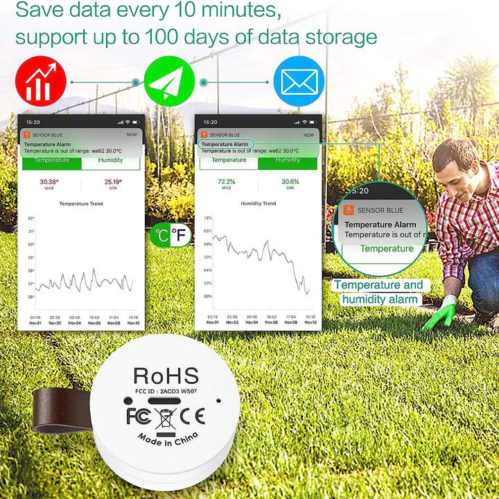 Produktbild Oria Wireless Thermometer Hygrometer Mini Wireless Humidity Temperature Sensor