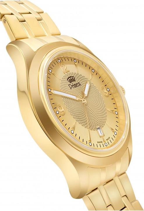 Actual product image Primex Montre Swiss Made - Bracelet Metal Dore - Cadran Dore - Etanche 50 M (210 mm)