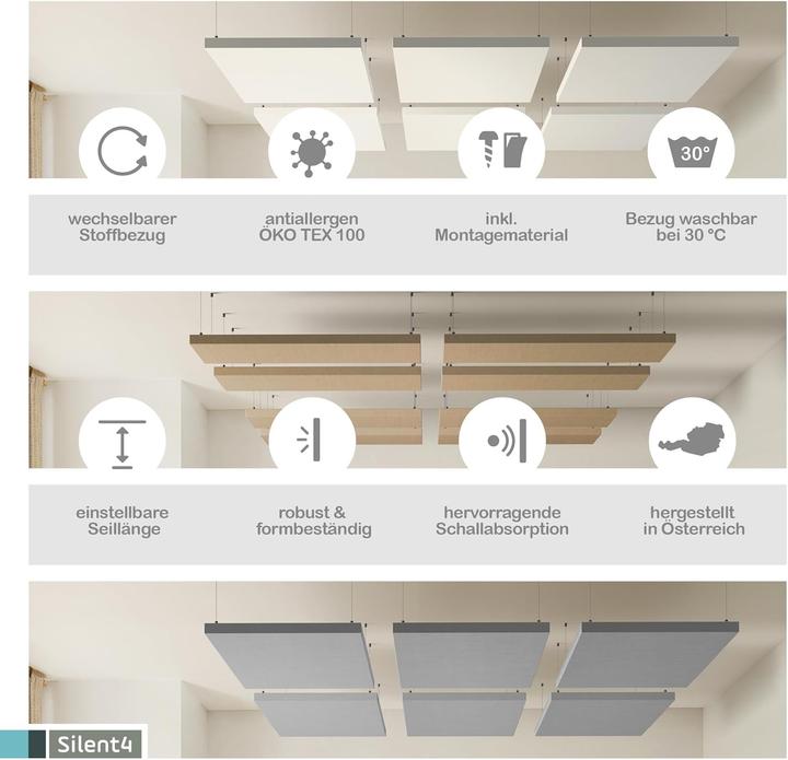 Produktbild Silent4 Decken-Schallabsorber 116x39 cm (1 Stk.)
