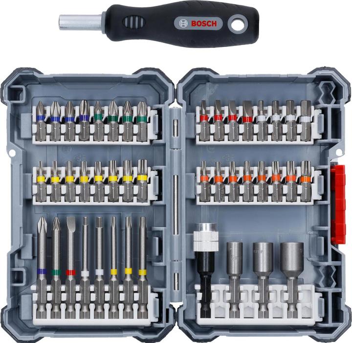 Bosch Professional Zubehör Schrauberbit-Set, 45-teilig (Kreuz Phillips PH 3", Kreuz Pozidriv PZ 2", Sechskant (hexagonal) 6", Kreuz Pozidriv PZ 3", Sechskant (hexagonal) 4", Sechskant (hexagonal) 3", Kreuz Phillips PH 1", Kreuz Pozidriv PZ 1", Kreuz Phillips PH 2", Sechskant (hexagonal) 5")