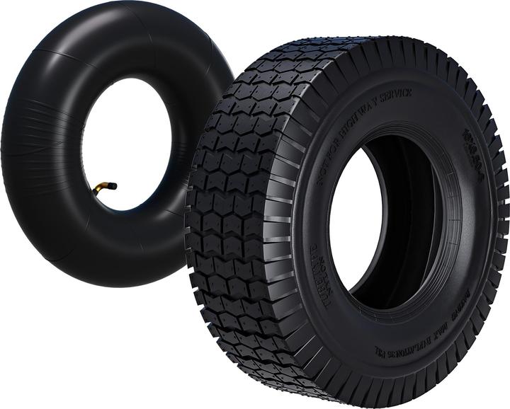 Actual product image Wiltec Tyre for lawn mower 16x6.50-8 4pr with innner tube and curved valve stem garden tractor (Lawn tractor, Tractor accessories)
