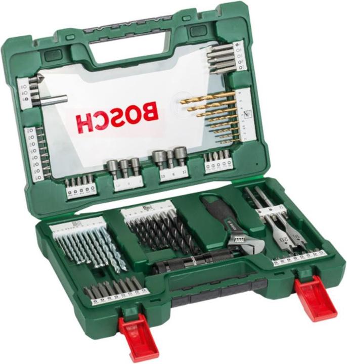 Actual product image Bosch Zubehör V-Line Box, 83-piece drill and bit set, LED torch, roller fork spanner