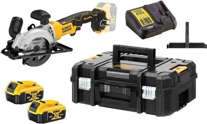 Produktbild DeWalt DCS571P2 Tragbare Kreissägemaschine 115 mm 2x XR 18V 5Ah T-STAK II Schwarz Gelb