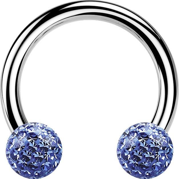 Produktbild Star Piercing Circular Barbell silber mit zwei Kristall Kugeln dunkelblau Epoxy Schutzschicht (Chirurgenstahl 316L, ohne Messing)