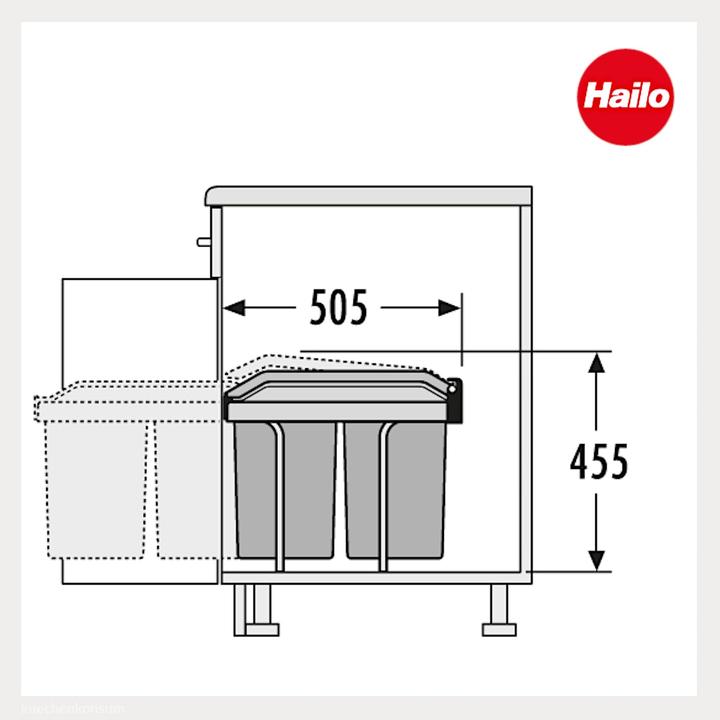 Produktbild Hailo Einbau-Abfallsammler Tandem 2x15L mit Vollauszug, 1947001 (30 l)