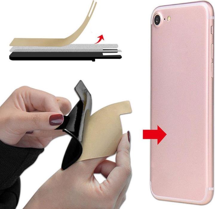 Produktbild Apfelkiste Klebende Kredit- Bankkarten Tasche Hülle für Smartphones und Tablets - Schwarz (Apple iPhone X, Samsung Galaxy R)