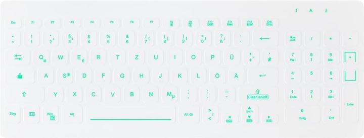 Image du produit Active Key Clavier compact hygiénique rétroéclairé avec pavé numérique entièrement étanche USB blanc (DE, Filaire)