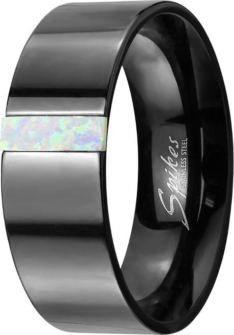 Produktbild Star Piercing Ring schwarz mit Opal streifen (Chirurgenstahl 316L, ohne Messing)