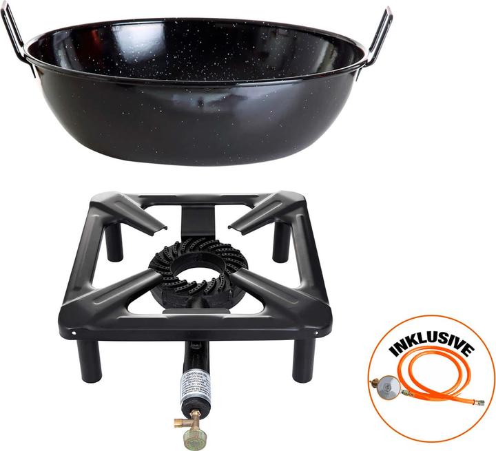 Actual product image All'Grill Stool cooker set (small) with enamel bowl Ø 30 cm incl. gas hose & regulator