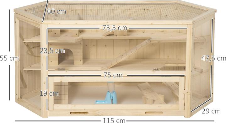 Image du produit PawHut Cage pour petits animaux avec plexiglas PS