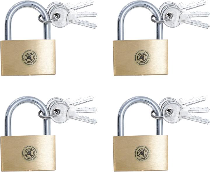 Actual product image BGS Brass Padlock Set simultaneous locking 40 mm 4 pcs.