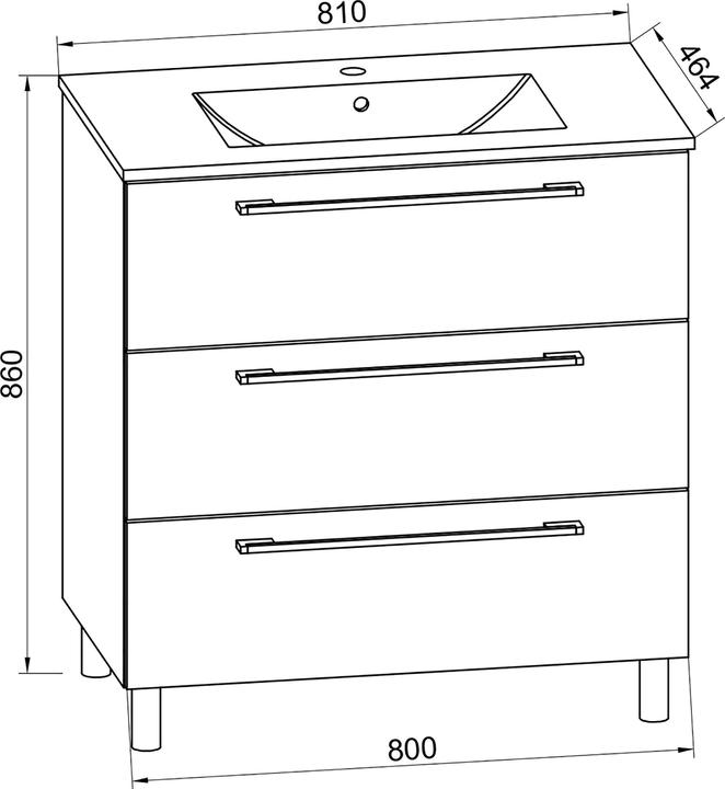 Actual product image VCM 2-piece wash place washbasin Badinos drawer