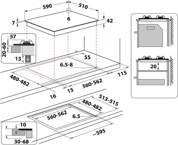 Image du produit Whirlpool Table de cuisson à gaz - GOA 6423/WH