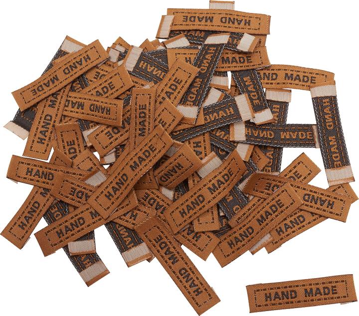 VBS Étiquette XXL "Hand Made", 100 pièces, tissu à coudre