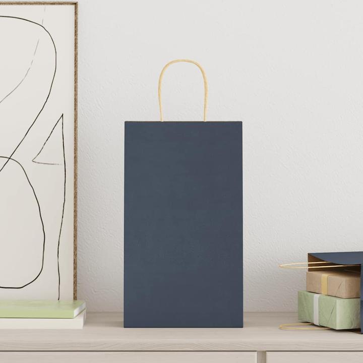 Actual product image VidaXL Kraft paper bags 250 pcs. with handle Blue 21x11x36 cm Paper bag (Gift bag, 250 x)