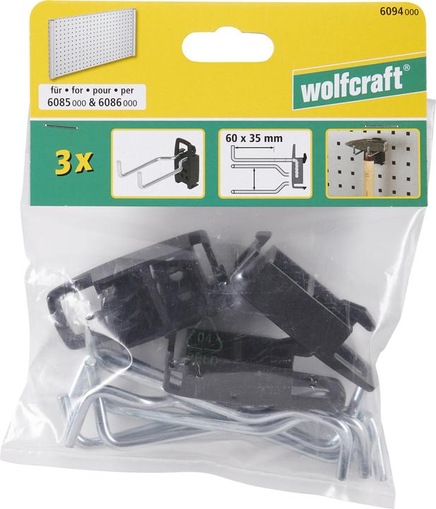 Produktbild wolfcraft wolfcraft 3 Lochwand-Doppelhaken 60x35mm WSS