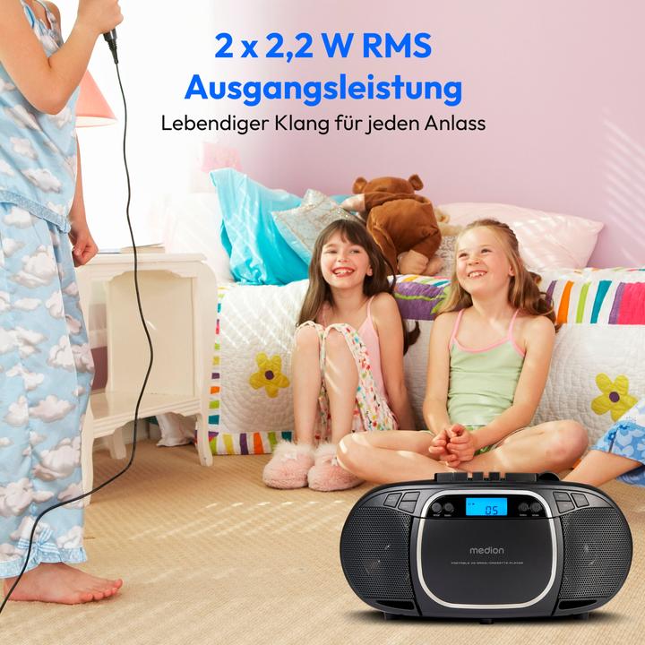 Image du produit Medion E66476 - Radio - Lecteur CD/MP3/cassettes - écran LCD - stéréo PLL-FM - USB - 2 x 20 W - Noir (VHF, AM, FM, PLL)