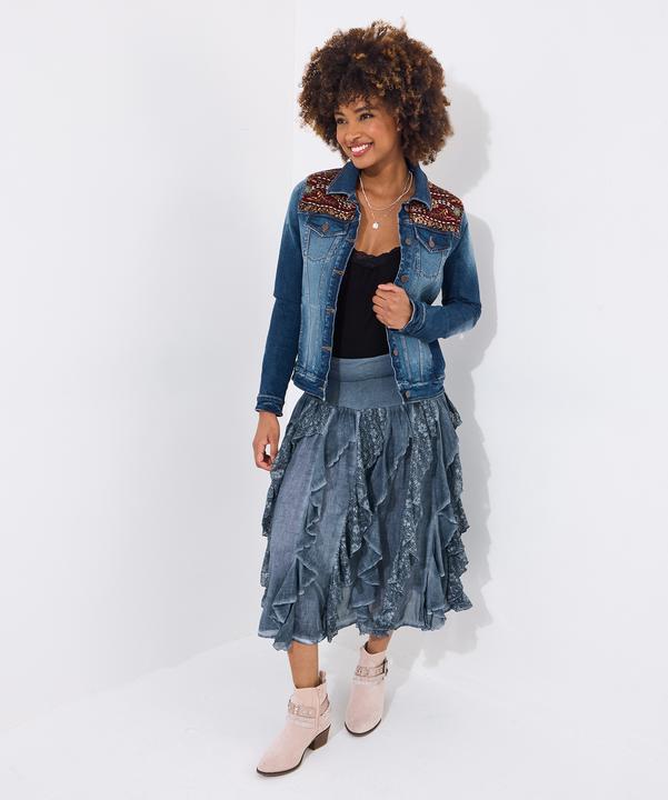 Image du produit Joe Browns Frilled Denim Look Midi Skirt (44)
