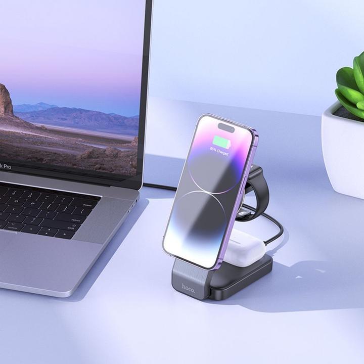 Actual product image Hoco Wireless Charger CQ3 3in1, 15W, 1.67A, black (15 W)