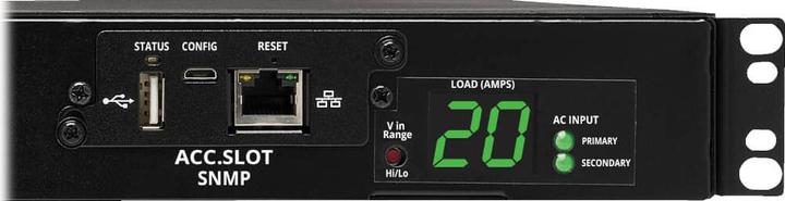 Actual product image Eaton Tripp Lite Series PDU Switched ATS 200-240V 16/20A 8 C13 2 C19 C20 Horizontal 1URM
