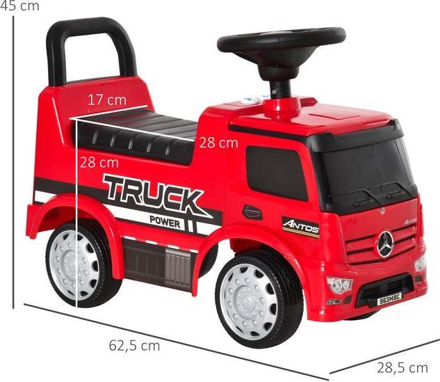 Immagine prodotto Swisshandel24 Auto cavalcabile per bambini Mercedes ANTOS in stile camioncino con luci per bambini dai 12 anni in