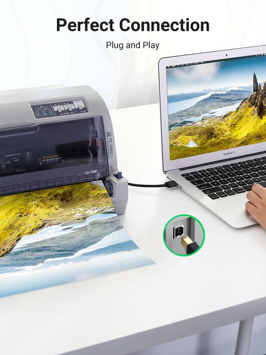 Actual product image Ugreen USB A — USB B (3 m, USB 2.0)