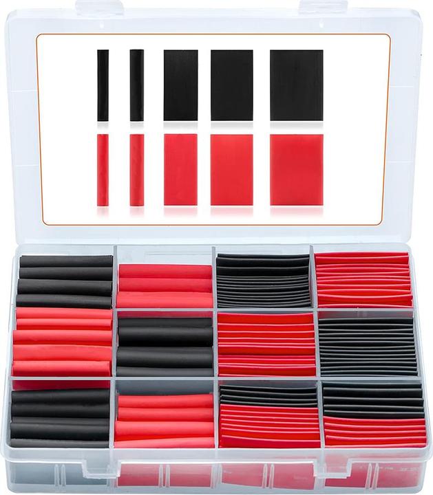 Offgridtec Schrumpfschlauch Sortiment Schwarz Rot 4:1 Ratio mit Kleber Doppelwandig 190 Stück 45mm Länge (190 x)