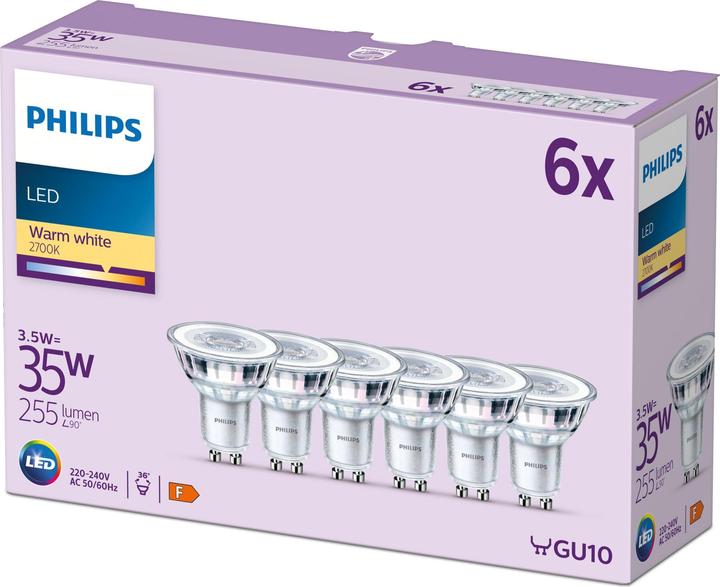 Image du produit Philips LED Classic (GU10, 3.50 W, 255 lm, 6 x, F)
