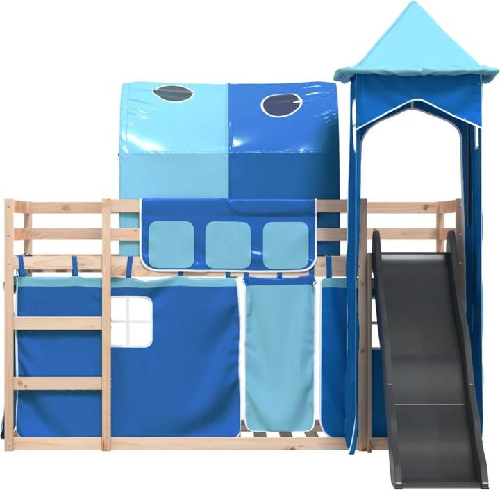 Produktbild VidaXL Etagenbett mit Rutsche und Gardinen (90 x 200 cm)