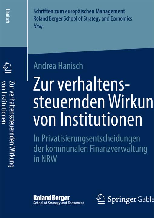 Immagine prodotto Zur verhaltenssteuernden Wirkung von Institutionen (Tedesco, Andrea Hanisch, 2013)