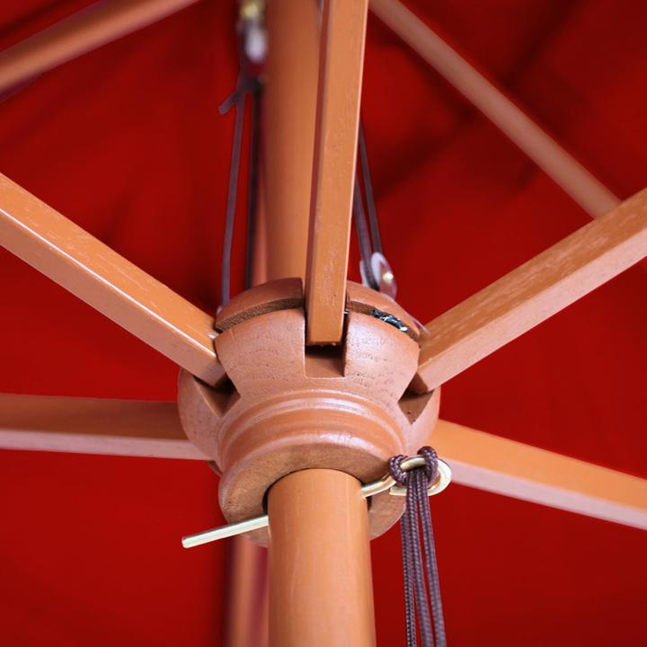 Image du produit Mendler Parasol Florida, Ø 3m polyester/bois - rouge (3 m)