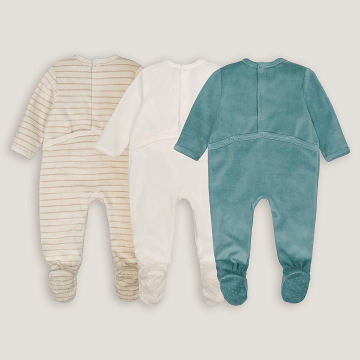 Actual product image La Redoute Collections Velvet 3-Pack Romper (50)