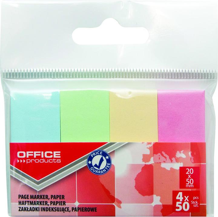 Produktbild Office Products Abheftregister papier, 20x50 mm, 4x50 register, polybeutel, pastellfarben sortiert (9 x 5 cm)