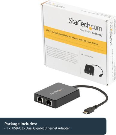 Produktbild StarTech USB-C To Dual Gbe Adapter (USB, RJ45 Gigabit Ethernet (2x))