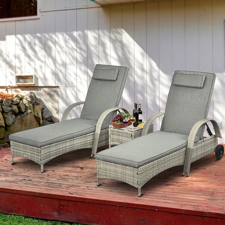 Image du produit Outsunny Bains de soleil en rotin avec table
