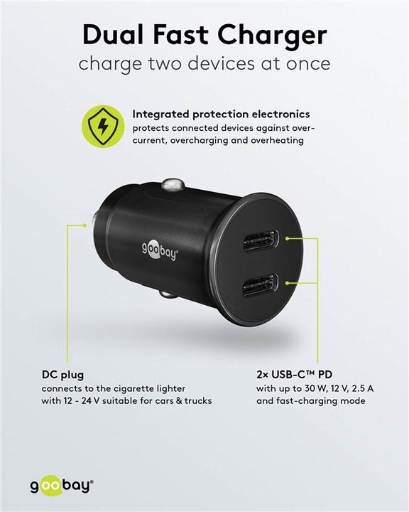 Actual product image Goobay PD car quick charger