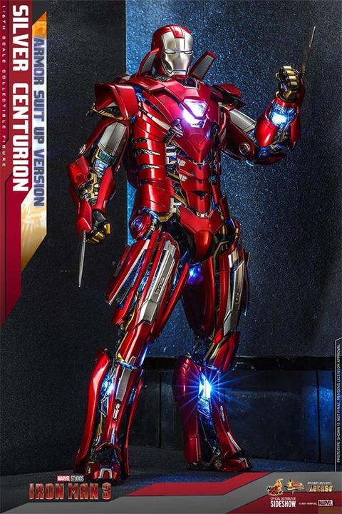 Image du produit Hot Toys Iron Man 3 figurine Movie Masterpiece 1/6 Silver Centurion (Armor Suit Up Version) 32 cm