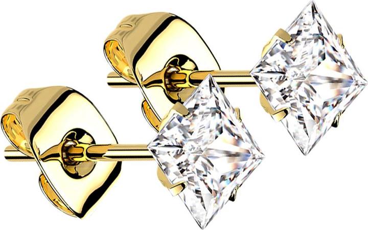 Image du produit Star Piercing Boucles d'oreilles plaqué or cristal carré argent (sans laiton, Titane G23)