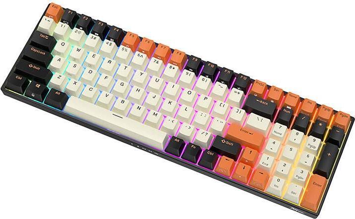 Actual product image Royal Kludge Mechanical keyboard RK100 RGB, brown switch (black-orange) (Eng. Int., Wireless)