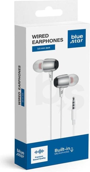 Produktbild BlueStar Wired headphones Blue Star BLUE STAR wire earphones Jack 3,5 mm with microphone M09 1,2 m white (Kabelgebunden)
