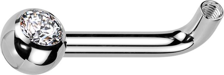 Actual product image Star Piercing Barbell bar L curved silver with 1.2 mm internal thread with ball crystal silver (without brass, Titanium G23)
