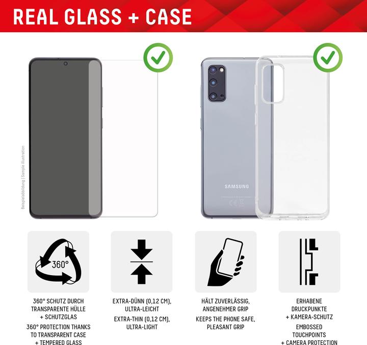 Immagine prodotto Displex Real Glass, 2D Panzerglas + Handyhülle (1 Pezzo/i, Samsung Galaxy F54)