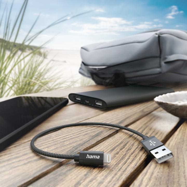 Actual product image Hama USB cable, USB-A - Lightning, 0.2 m, Black (0.20 m, USB 2.0)